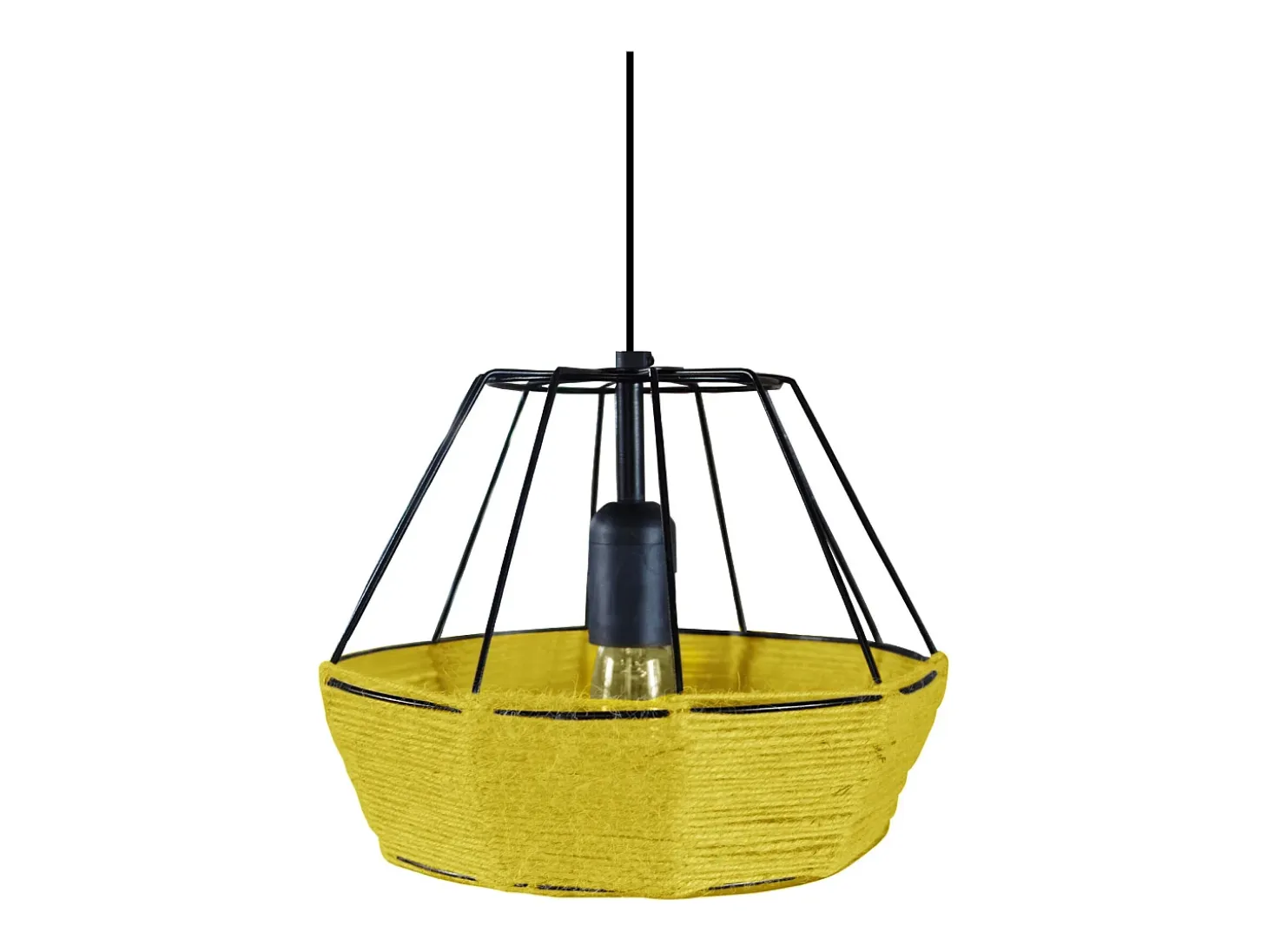 Suspensión TOSEL ,metal, fibra,AMARILLO,A90xD25x P 25cm