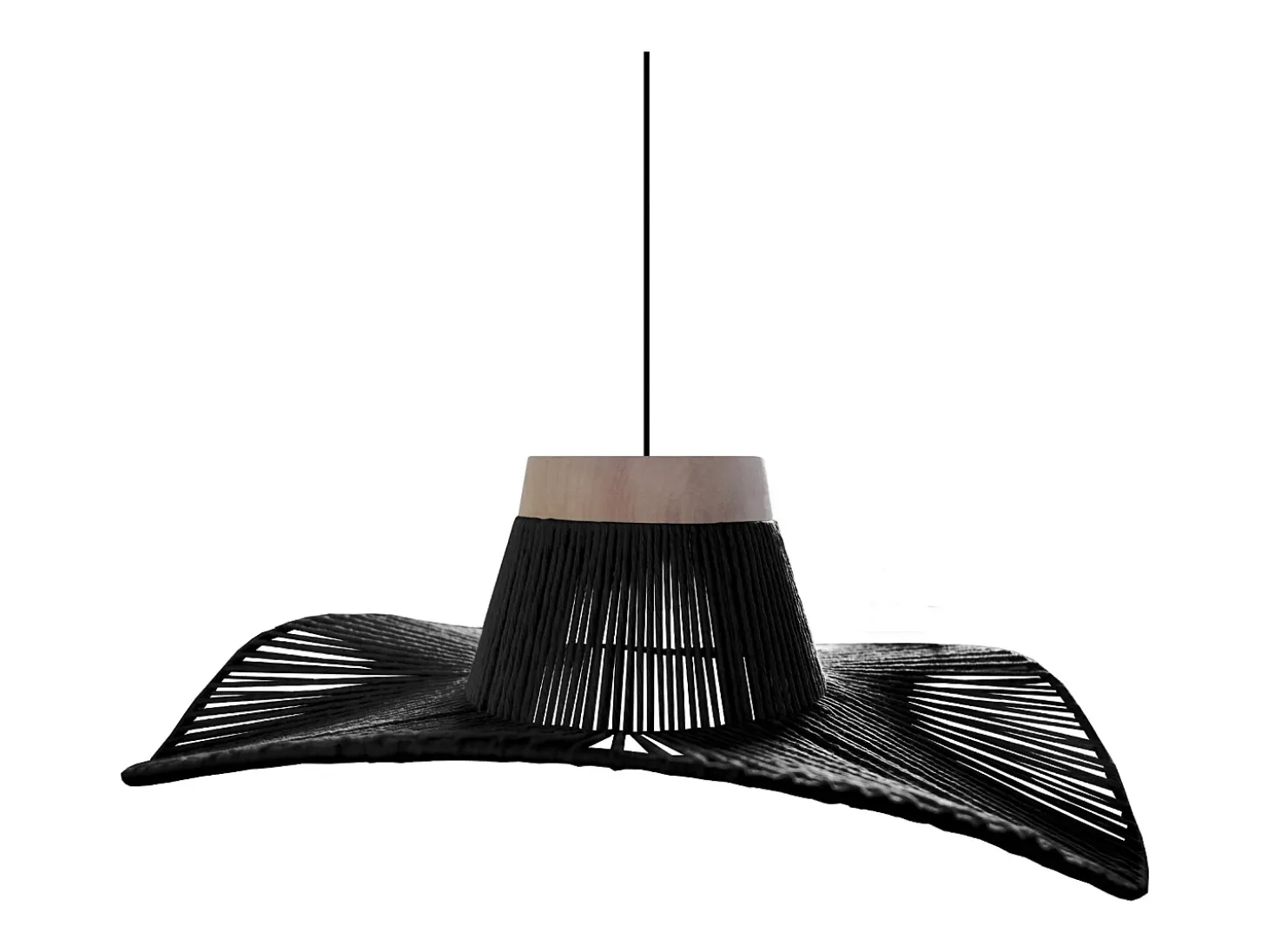Suspensión TOSEL ,metal, fibra,Negro ,A70xD50xP50cm