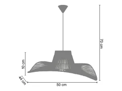Suspensión TOSEL ,metal, fibra,Blanco,A70xD 50x P 50cm