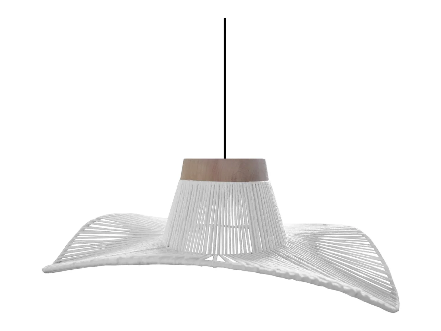 Suspensión TOSEL ,metal, fibra,Blanco,A70xD 50x P 50cm