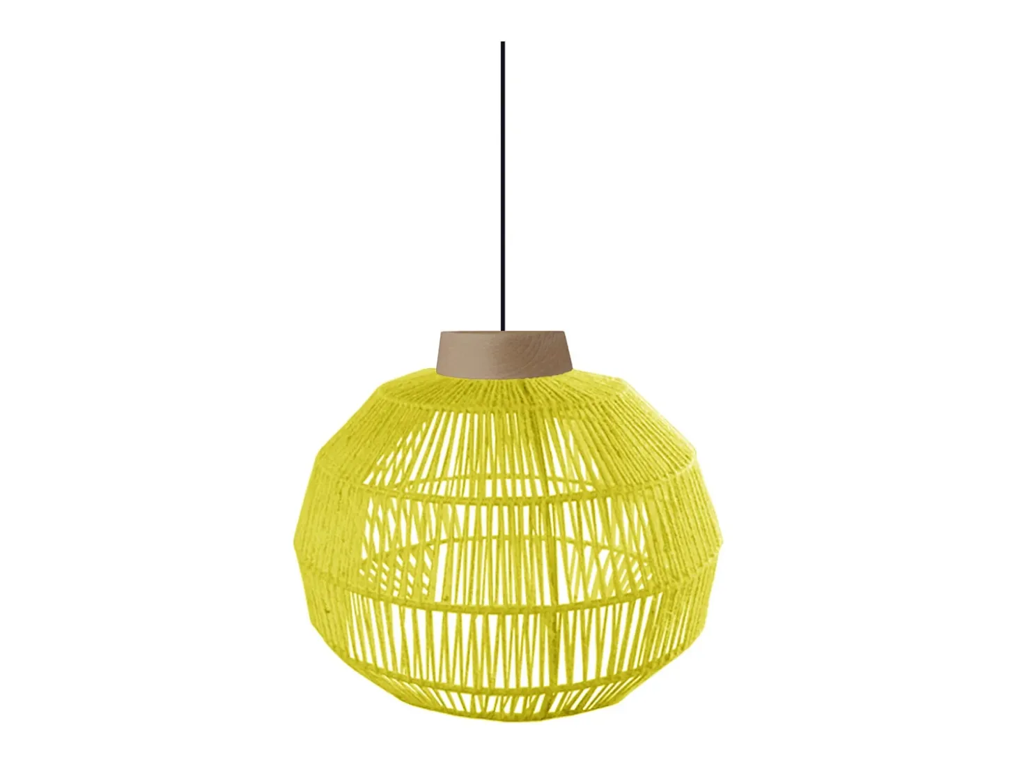 Suspensión TOSEL ,metal, fibra,AMARILLO,A90xD40x P 40cm