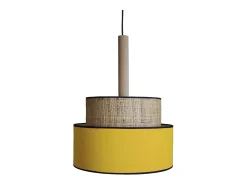 Suspensión TOSEL ,metal, fibra,AMARILLO,A90xD 45x P 45cm