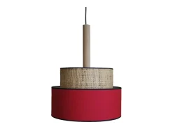 Suspensión TOSEL ,metal, fibra,Rojo,A 90xD45x P 45cm