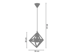 Suspensión TOSEL ,metal.,Aluminio ,A84xD24xP24cm
