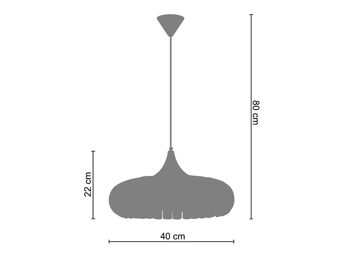 Suspensión TOSEL ,metal,Aluminio , A 80xD40x P 40cm