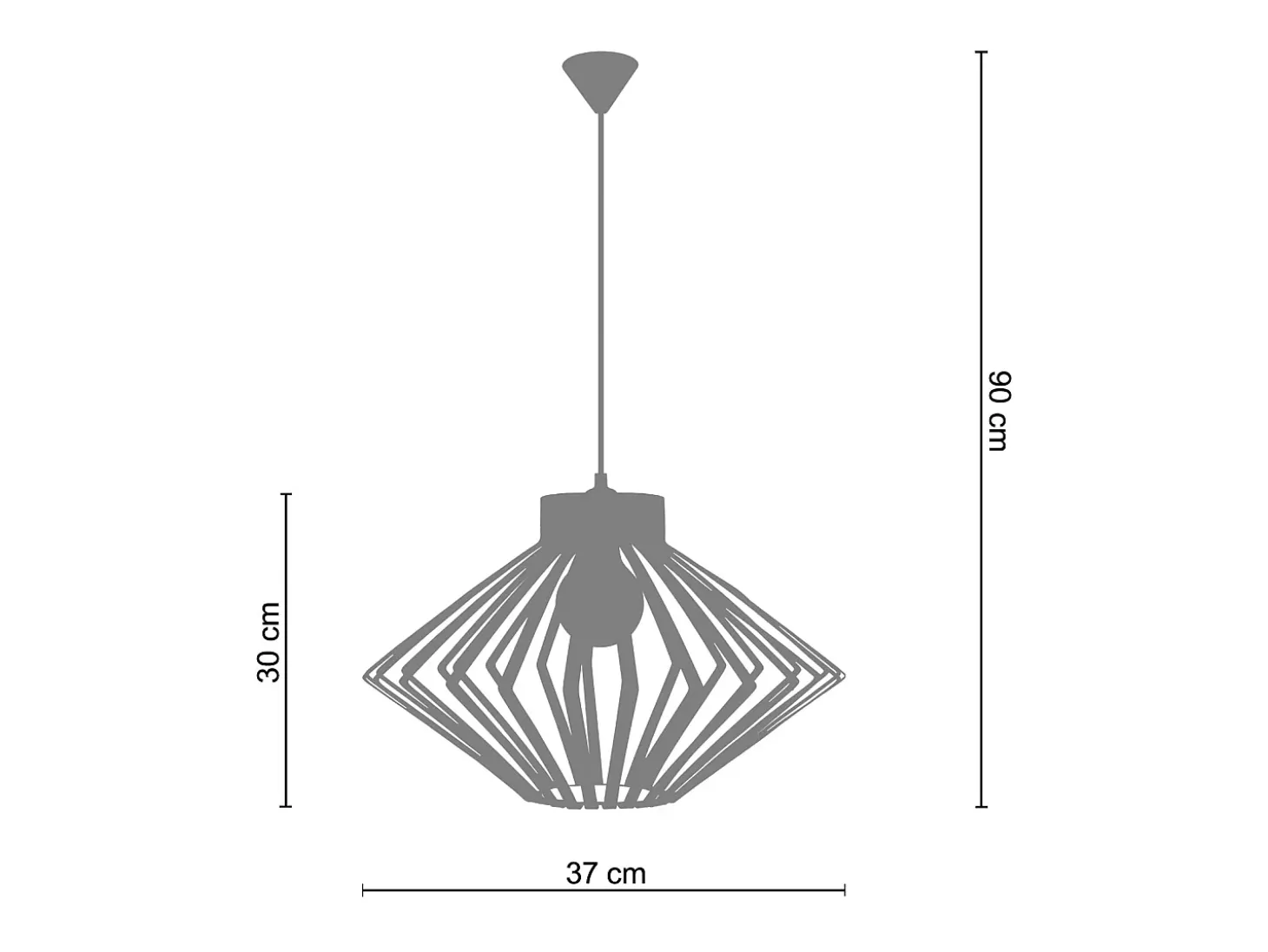 Suspensión TOSEL ,metal,Aluminio , A 90xD37x P 37cm