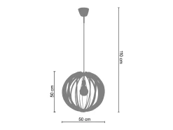 Suspensión TOSEL ,metal,Aluminio ,A110xD50xP50cm