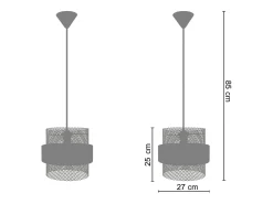 Suspensión TOSEL ,metal,Blanco ,A85xD 27x P 27cm