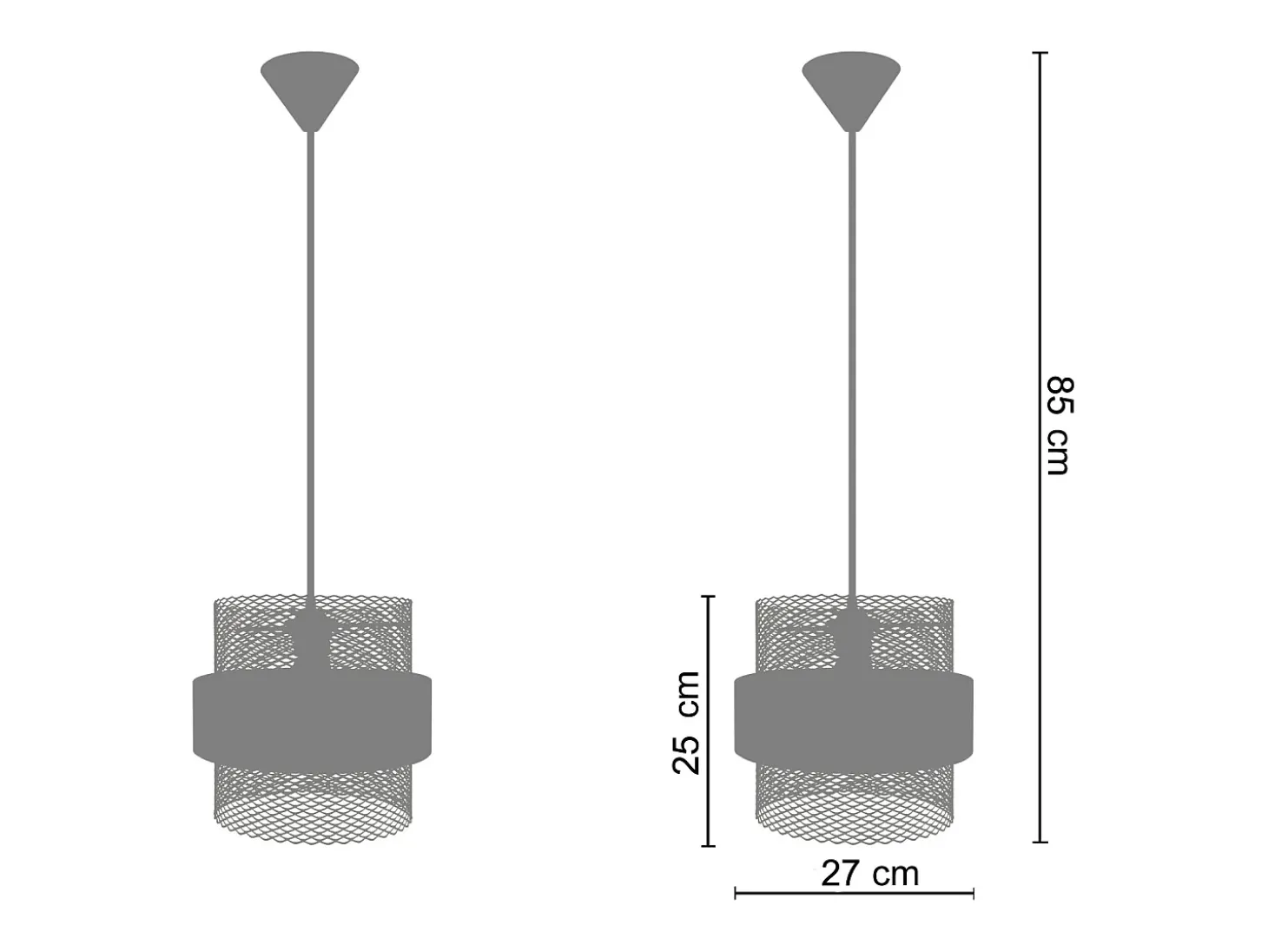 Suspensión TOSEL ,metal,Blanco ,A85xD 27x P 27cm