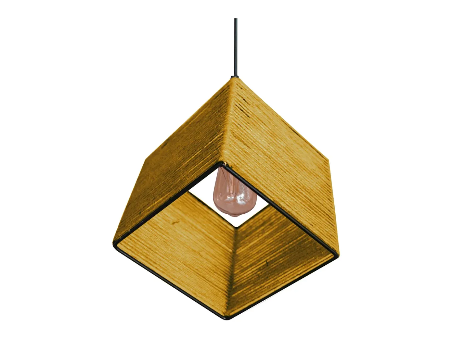 Suspensión TOSEL ,metal-fibra,AMARILLO,A90xD 25x P 25cm