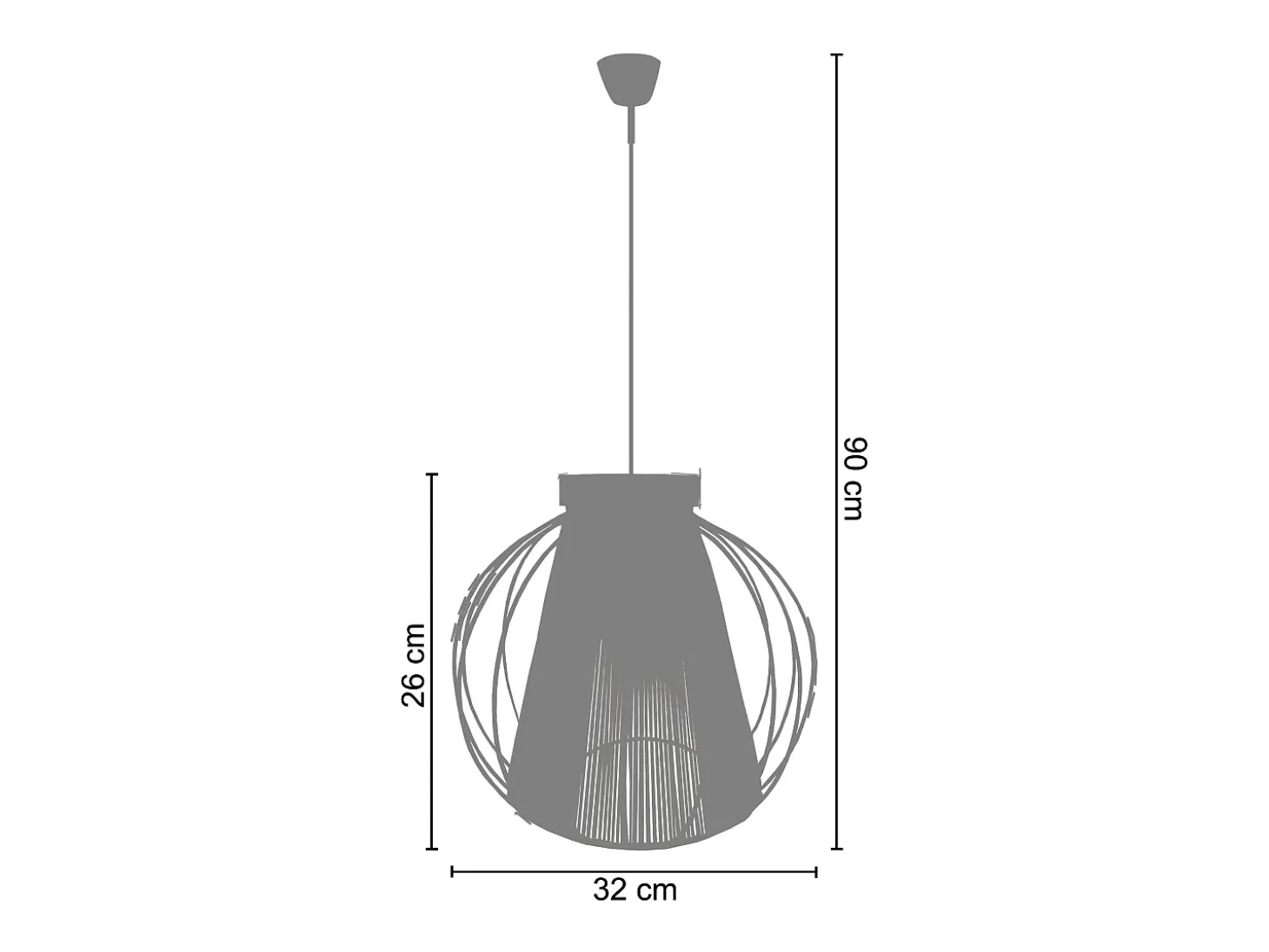 Suspensión TOSEL ,metal-fibra,natural,A 90xD 32x P 32cm