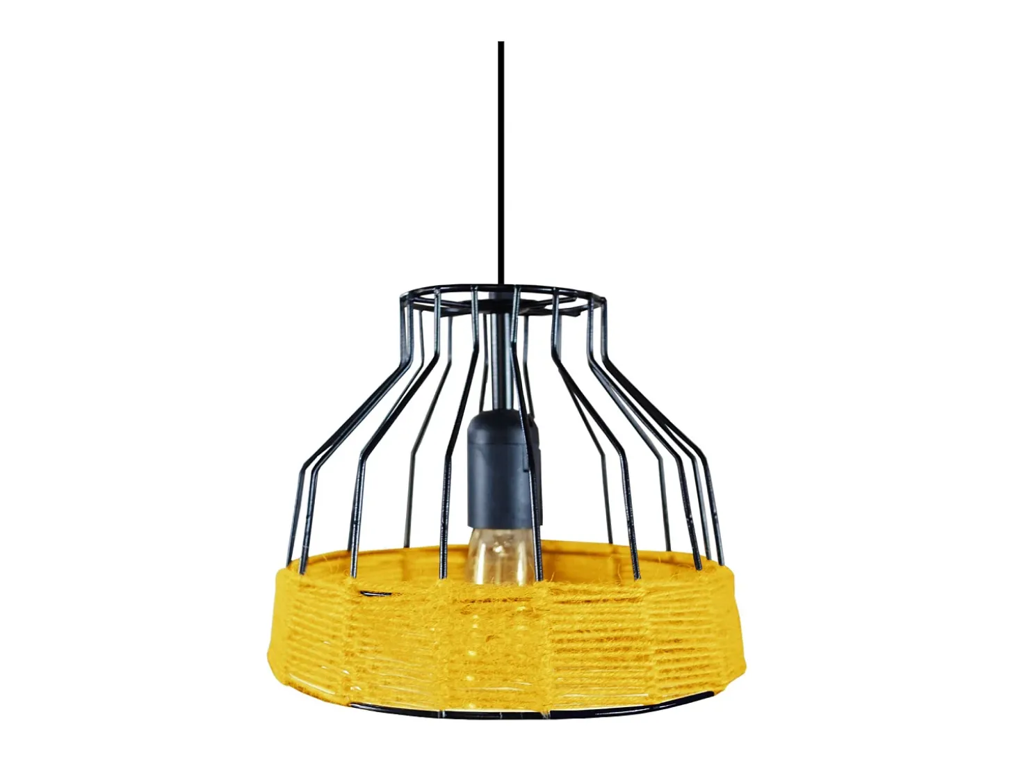 Suspensión TOSEL ,metal,fibra,AMARILLO, A 90xD25x P25cm