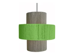 Suspensión TOSEL ,metal-fibra,natural,A90xD 30x P 30cm