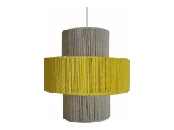 Suspensión TOSEL ,metal-fibra,AMARILLO,A 90xD 30x P 30cm