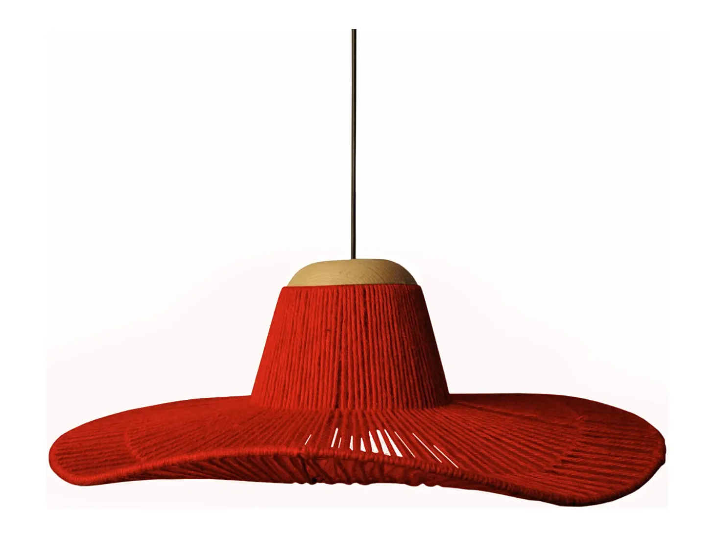 Suspensión TOSEL ,metal-fibra,Rojo,A 90xD40x P 40cm