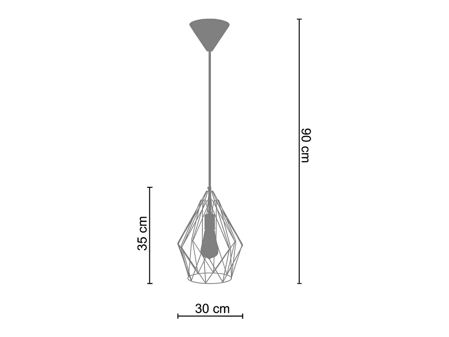 Suspensión TOSEL ,metal,Negro ,A90xD35xP30cm