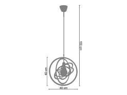 Suspensión TOSEL ,metal,Rojo,A100xD 40x P 40cm