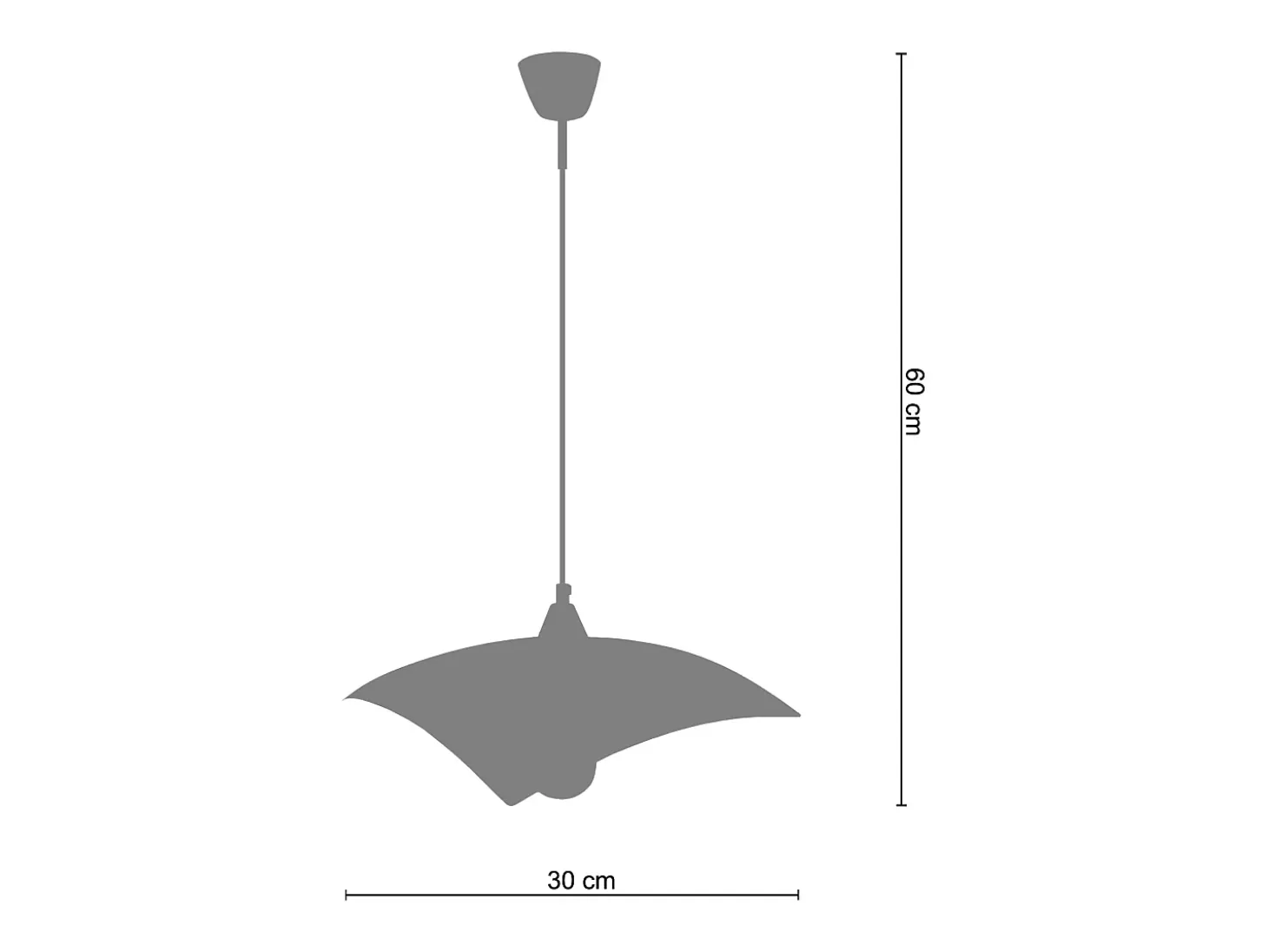 Suspensión TOSEL ,vidrio,Blanco ,A60xD30xP30cm