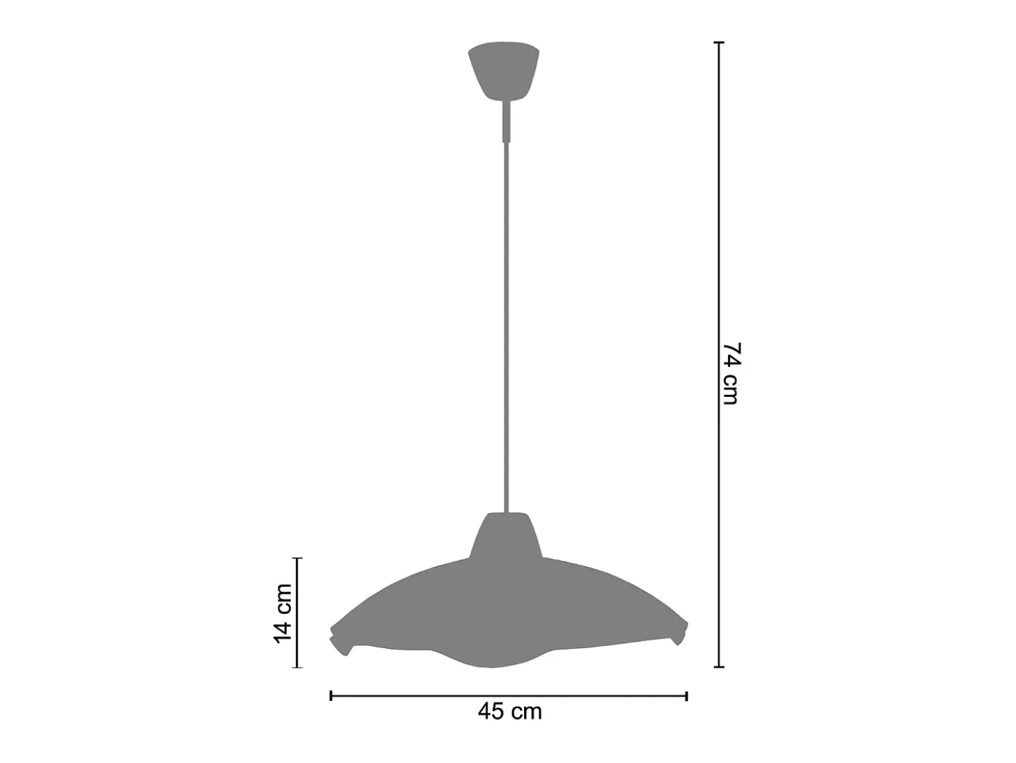 Suspensión TOSEL ,vidrio,Gris ,A 74x D45xP45cm