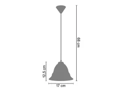 Suspensión TOSEL ,vidrio,Gris ,A68xD17xP 17cm