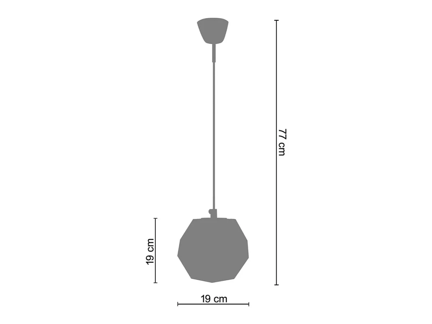 Suspensión TOSEL ,vidrio,Negro ,A77xD 18x P 18cm
