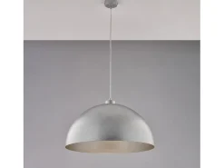 Suspensión de Marcus d. 50 en hierro lacado en blanco con dec. Plata antigua con cable eléctrico regulable 1 luz 130 Ø50