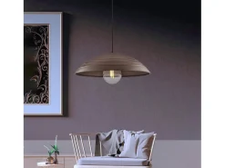 Suspensión del remitente d. 50 en hierro lacado en negro con dec. Efecto óxido con cable eléctrico recubierto de tela ajustable 1 luz