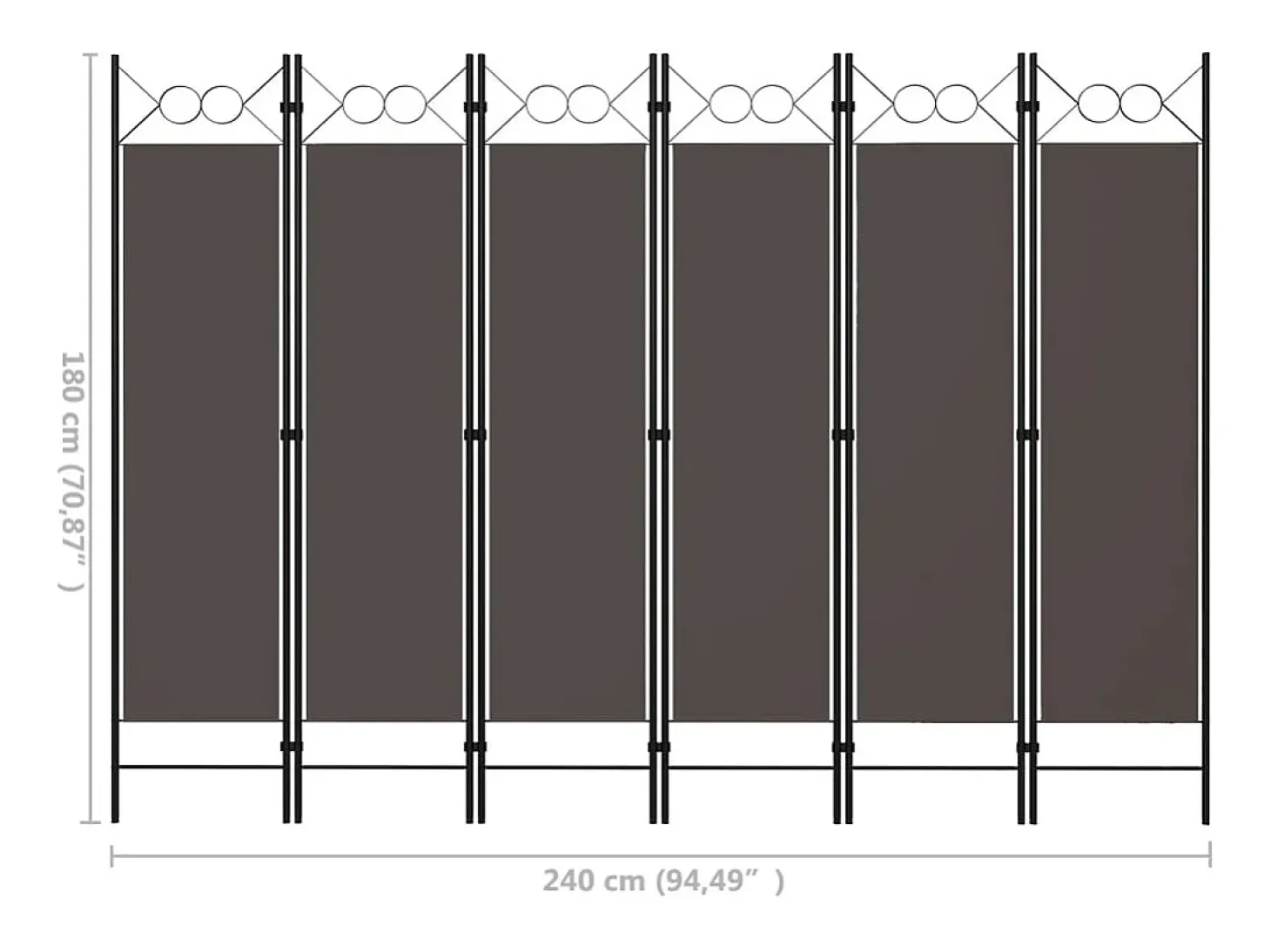 Tabique divisorio antracita de 6 paneles 240x180 cm