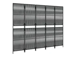 Tabique divisorio de 5 paneles de mimbre de resina negra