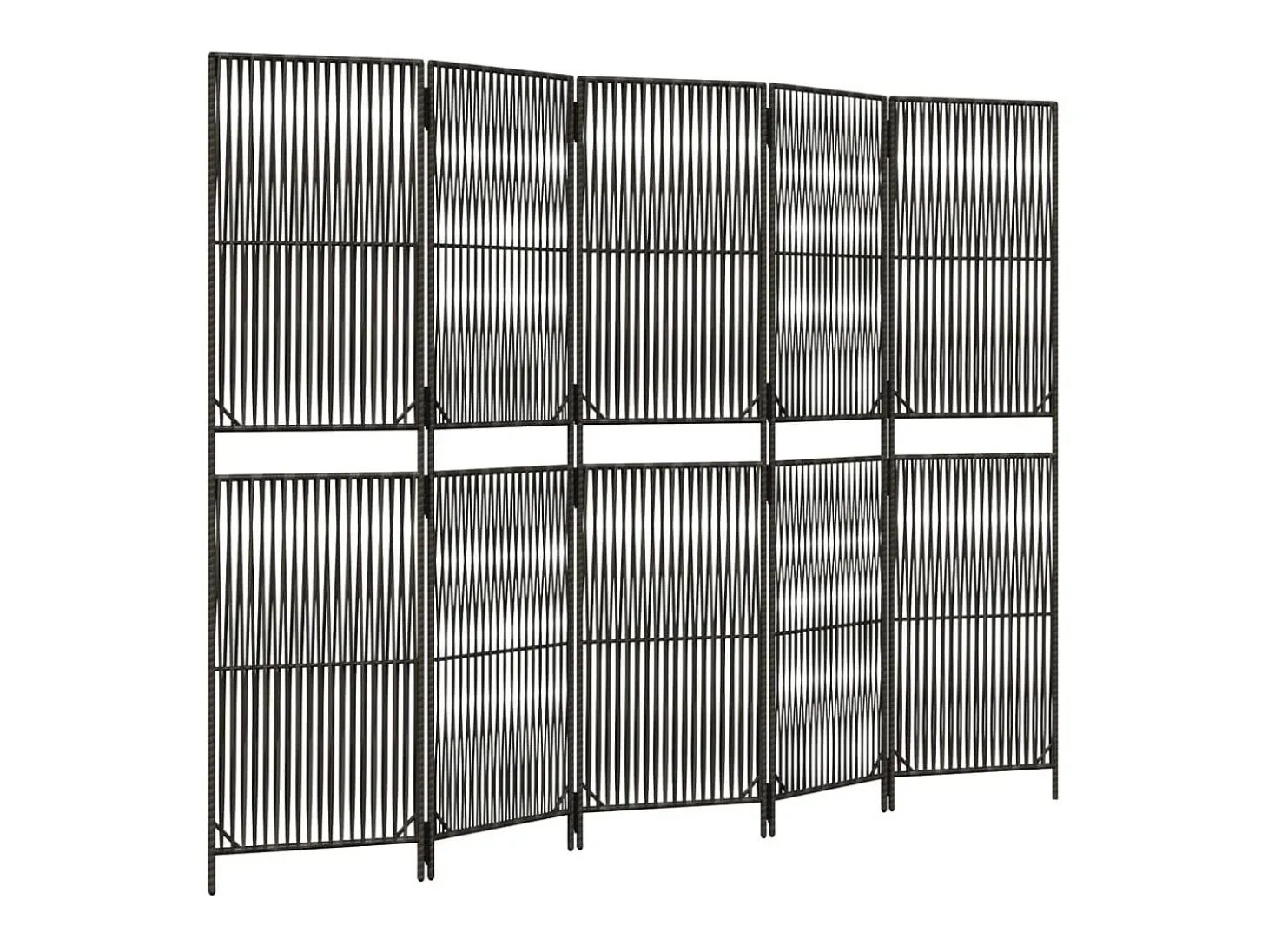 Tabique divisorio de 5 paneles de mimbre de resina gris