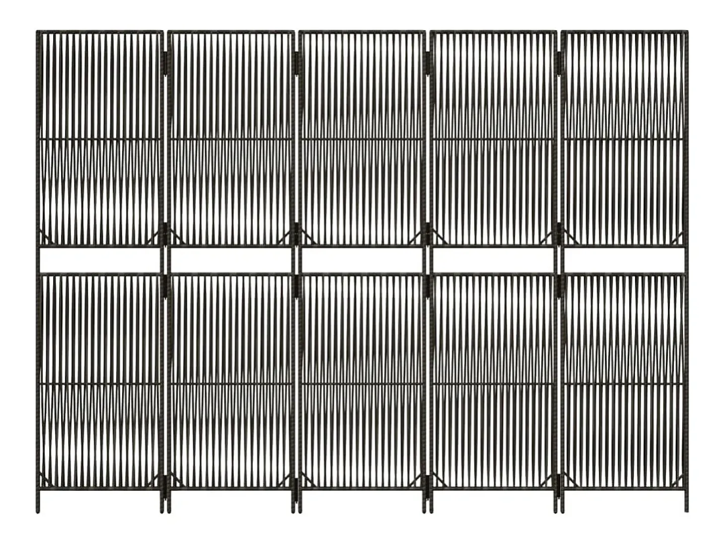 Tabique divisorio de 5 paneles de mimbre de resina gris