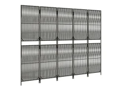 Tabique divisorio de 5 paneles de mimbre de resina gris