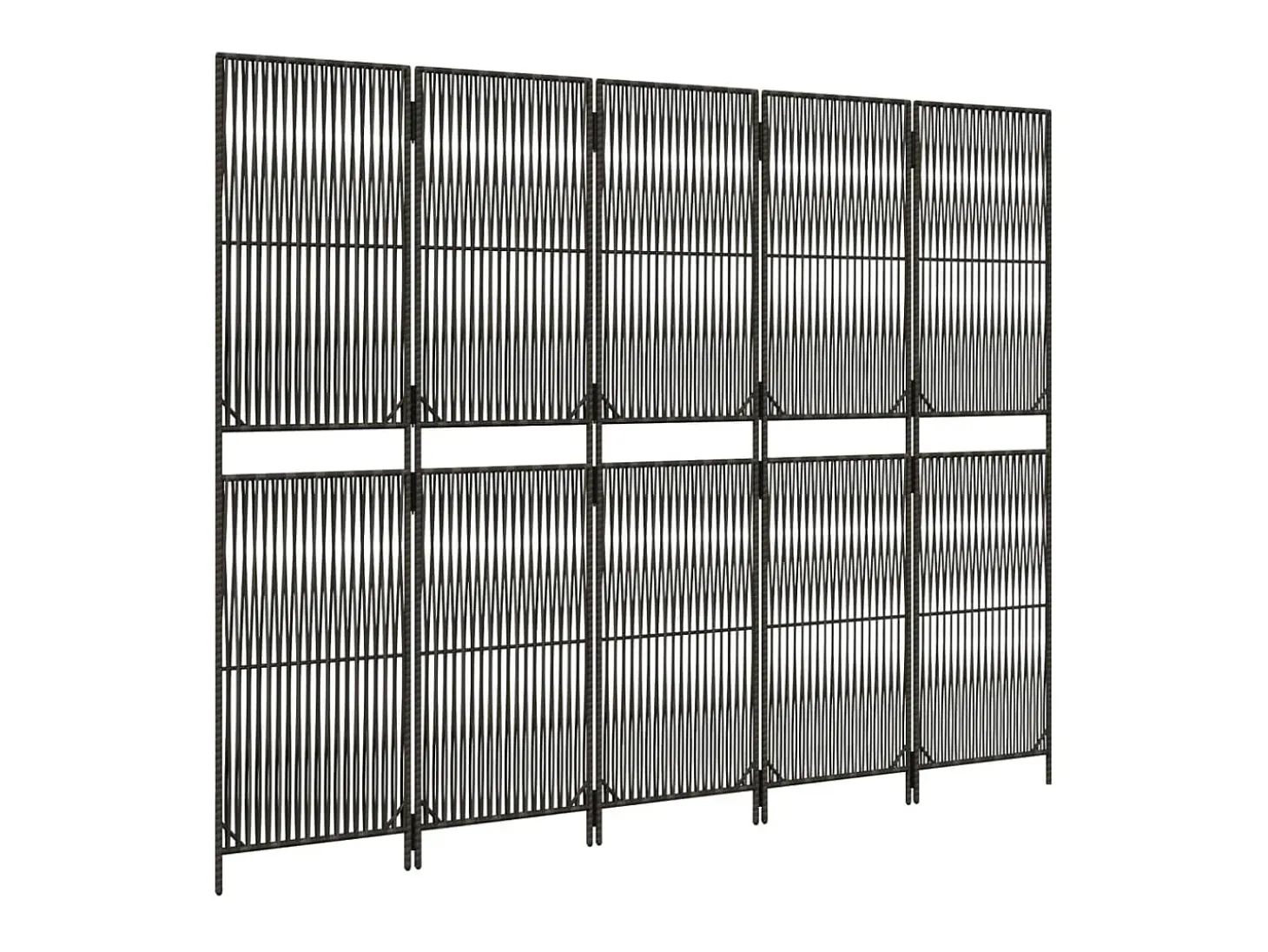 Tabique divisorio de 5 paneles de mimbre de resina gris