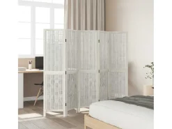 Tabique divisorio de 5 paneles en madera maciza de paulownia blanca