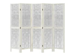 Tabique divisorio de 5 paneles en madera maciza de paulownia blanca