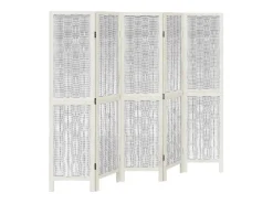 Tabique divisorio de 5 paneles en madera maciza de paulownia blanca