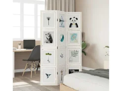 Tabique divisorio de 3 paneles en madera maciza de paulownia blanca