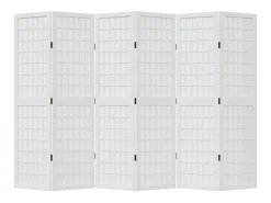 Tabique divisorio de 6 paneles en madera maciza de paulownia blanca