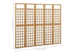 Tabique divisorio de 5 paneles/celosía de madera maciza de abeto