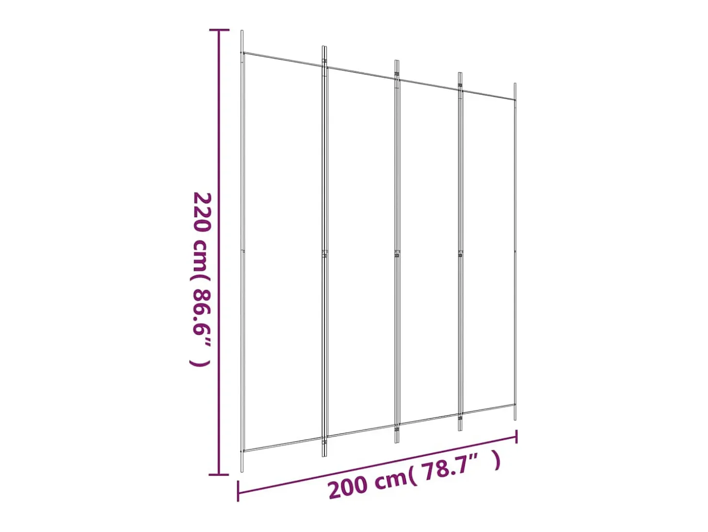 Tabique divisorio de 4 paneles Antracita 200x220 cm Tejido