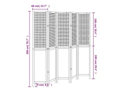 Tabique divisorio de 5 paneles en marrón oscuro fabricado en paulownia maciza