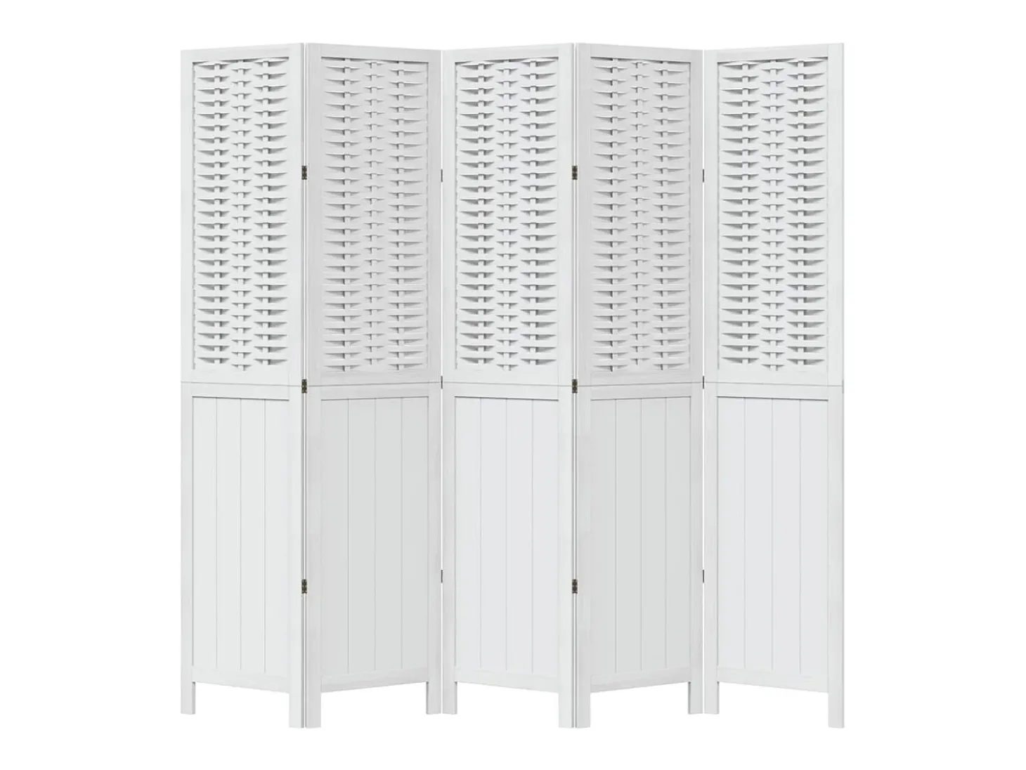 Tabique divisorio de 5 paneles en madera maciza de paulownia blanca