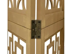 Tabique divisorio de 5 paneles en madera maciza de paulownia marrón