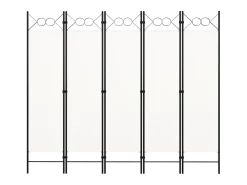 Tabique divisorio de 5 paneles, blanco, 200x180 cm