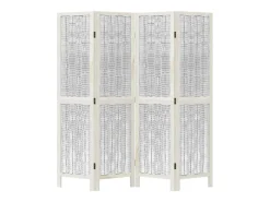 Tabique divisorio de 4 paneles en madera maciza de paulownia blanca