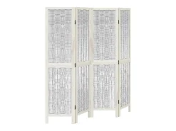 Tabique divisorio de 4 paneles en madera maciza de paulownia blanca