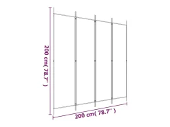 Tabique divisorio de 4 paneles Antracita 200x200 cm Tejido