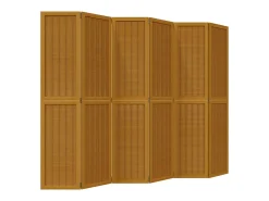 Tabique divisorio de 6 paneles en madera maciza de paulownia marrón