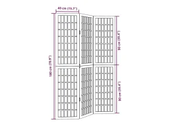 Tabique divisorio de 3 paneles en madera maciza de paulownia blanca