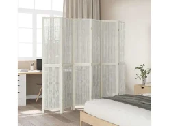 Tabique divisorio de 6 paneles en madera maciza de paulownia blanca